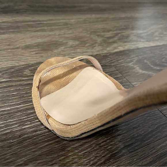 Stuart Weitzman Textured Snake Print Sandal Heels Beige - Picture 10 of 10